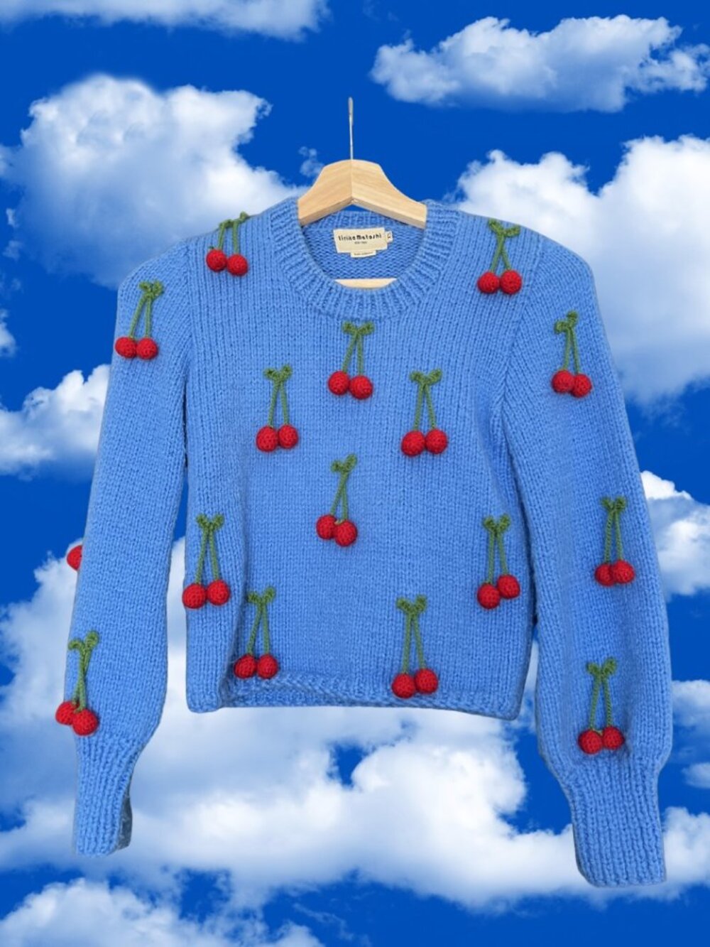 Lirika Matoshi Blue Cherries Knit Sweater Size XS MSRP $395
